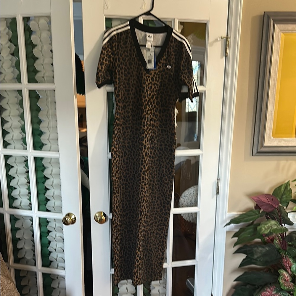 Adidas Brown Black Bodycon Maxi Dress